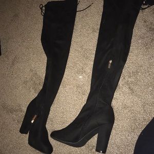 Faux Suede Knee High Boots
